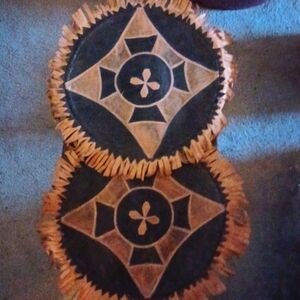 𝅺TWO Genuine Leather Custom Hand-made Circular Pillow Cases